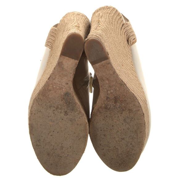 Authentic GUCCI Off White Leather Raffia Jute Wedge Heel Slingback Sandals Sz 39 - Picture 12 of 13